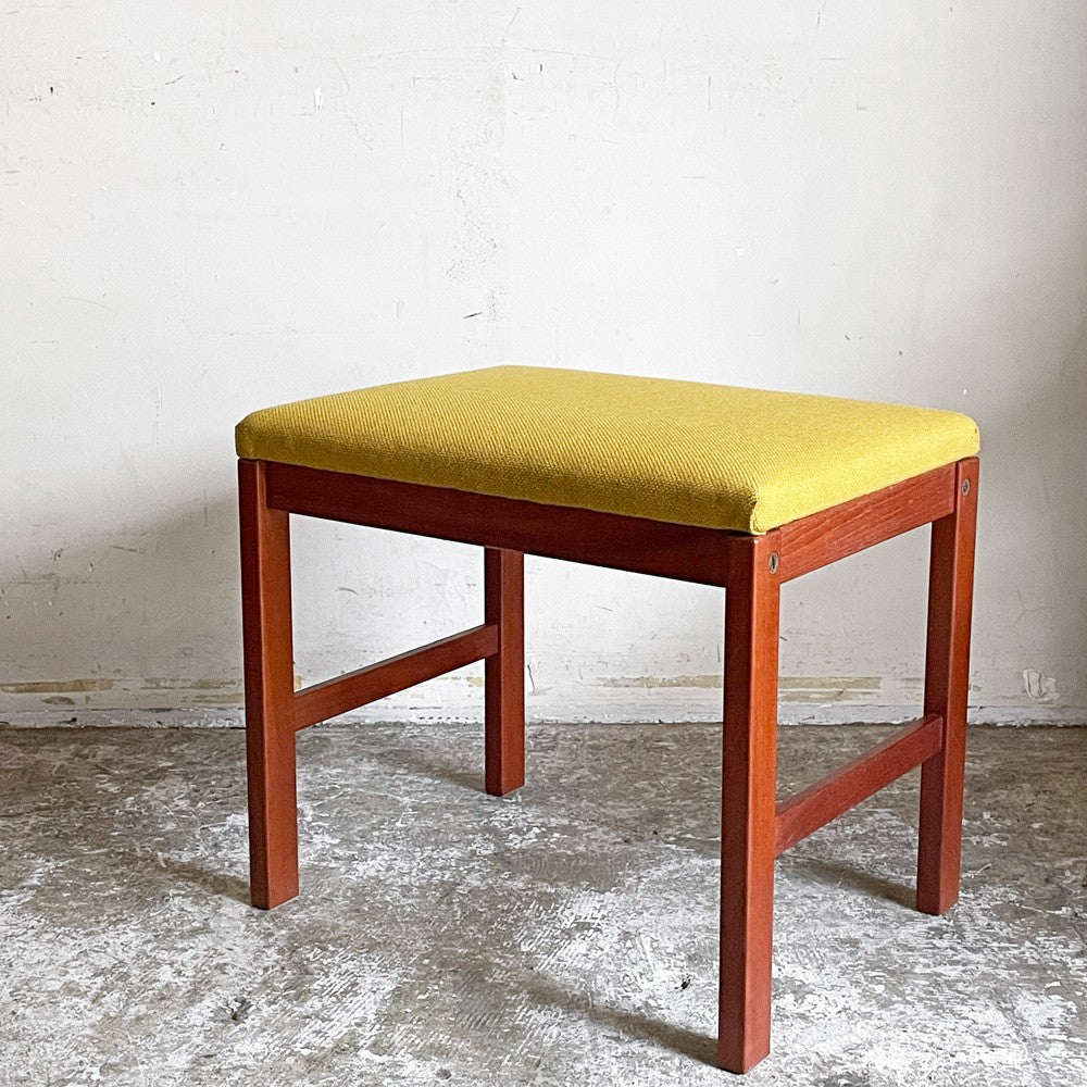 北欧ビンテージ Scandinavia Vintage スツール オットマン ファブリック マスタードカラー 座面張り替え済み H45cm 北欧家具 ■