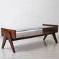 ピエールジャンヌレ Pierre Jeanneret コーヒーテーブル Coffee Table チーク無垢材 ガラス チャンディーガル レター有り 1960‘s ビンテージ PU/CH/-12 ●