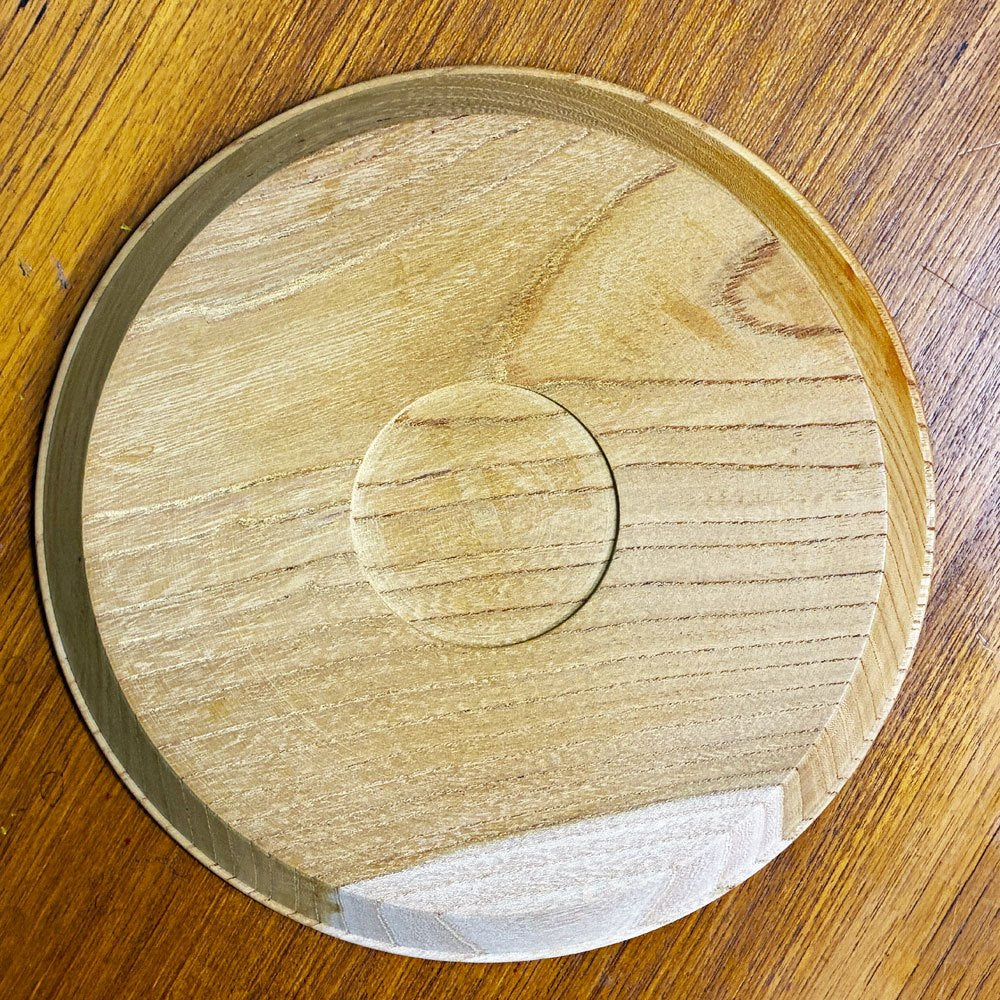 東屋 山茶盆 欅 トレイ トレー 挽き物 お盆 富山 無垢 日本製 木工藝 直径24cm ◎