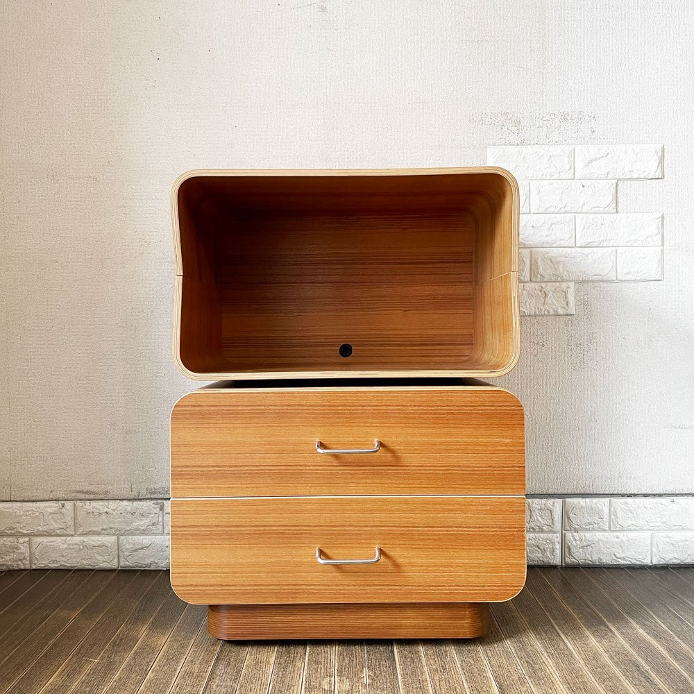 モダニカ MODERNICA セルシステム Cell System チーク材 2段 オープン＋2ドロワーユニット W60cm キャスターベース 廃番仕様 ◎