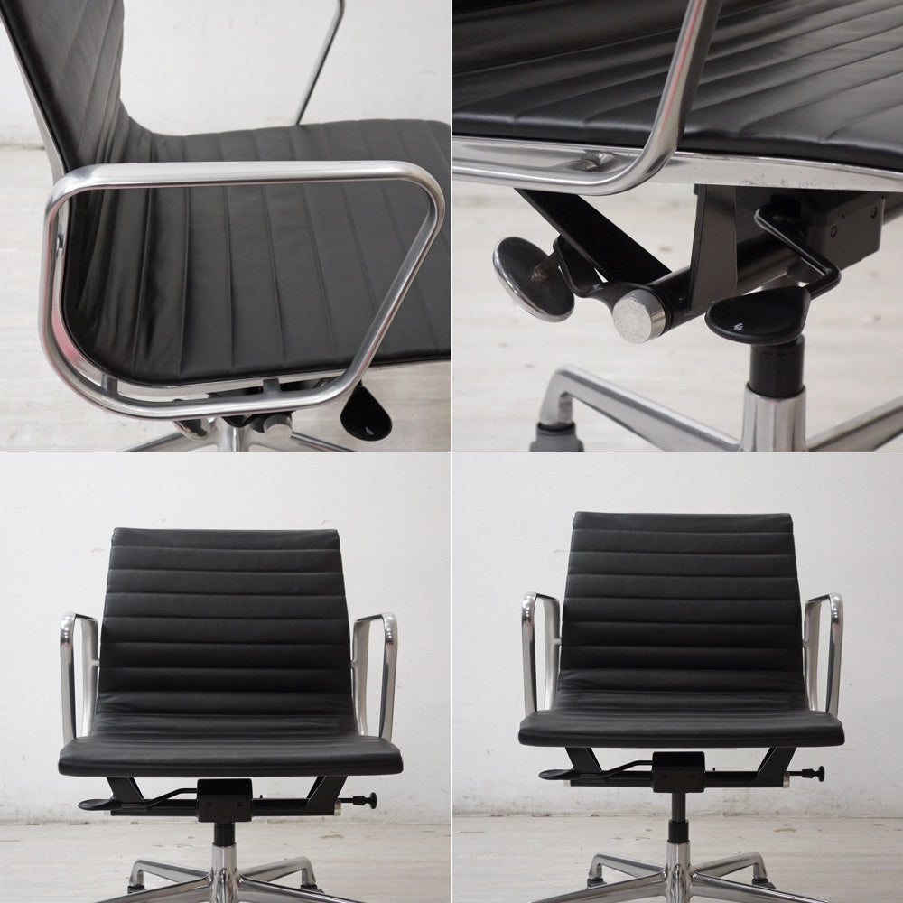 ハーマンミラー Herman Miller イームズアルミナムグループチェア マネージメントチェア アルミバフベース ガス圧昇降仕様 5本脚 キャスタータイプ 本革 イームズ A ●