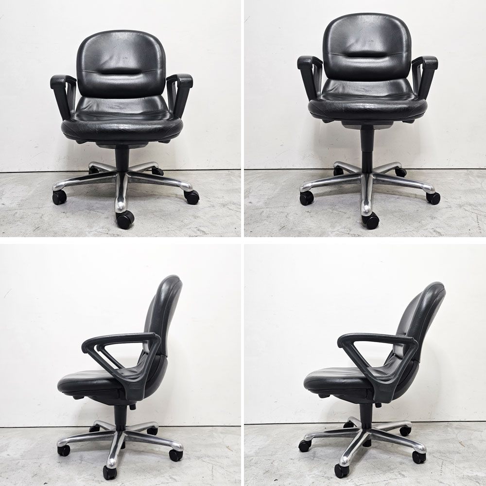 内田洋行 UCHIDA コアチェア CORE CHAIR デスクチェア オフィスチェア ブラックレザー キャスター付 説明書付 ●