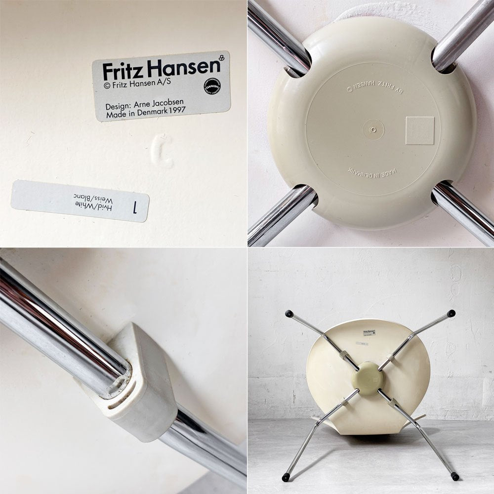 フリッツハンセン Fritz Hansen 3107 セブンチェア ホワイト ラッカー仕上げ スタッキング アルネ・ヤコブセン デンマーク 北欧家具 B ★
