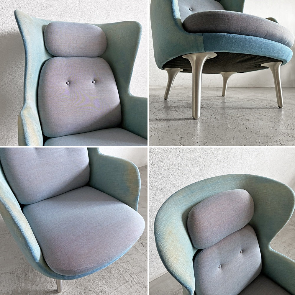 フリッツハンセン Fritz Hansen ロオチェア RO JH1 ラウンジチェア ファブリック Faded Denim Blue アルミベース ハイメ・アジョン 現行定価￥526,680以上 〓