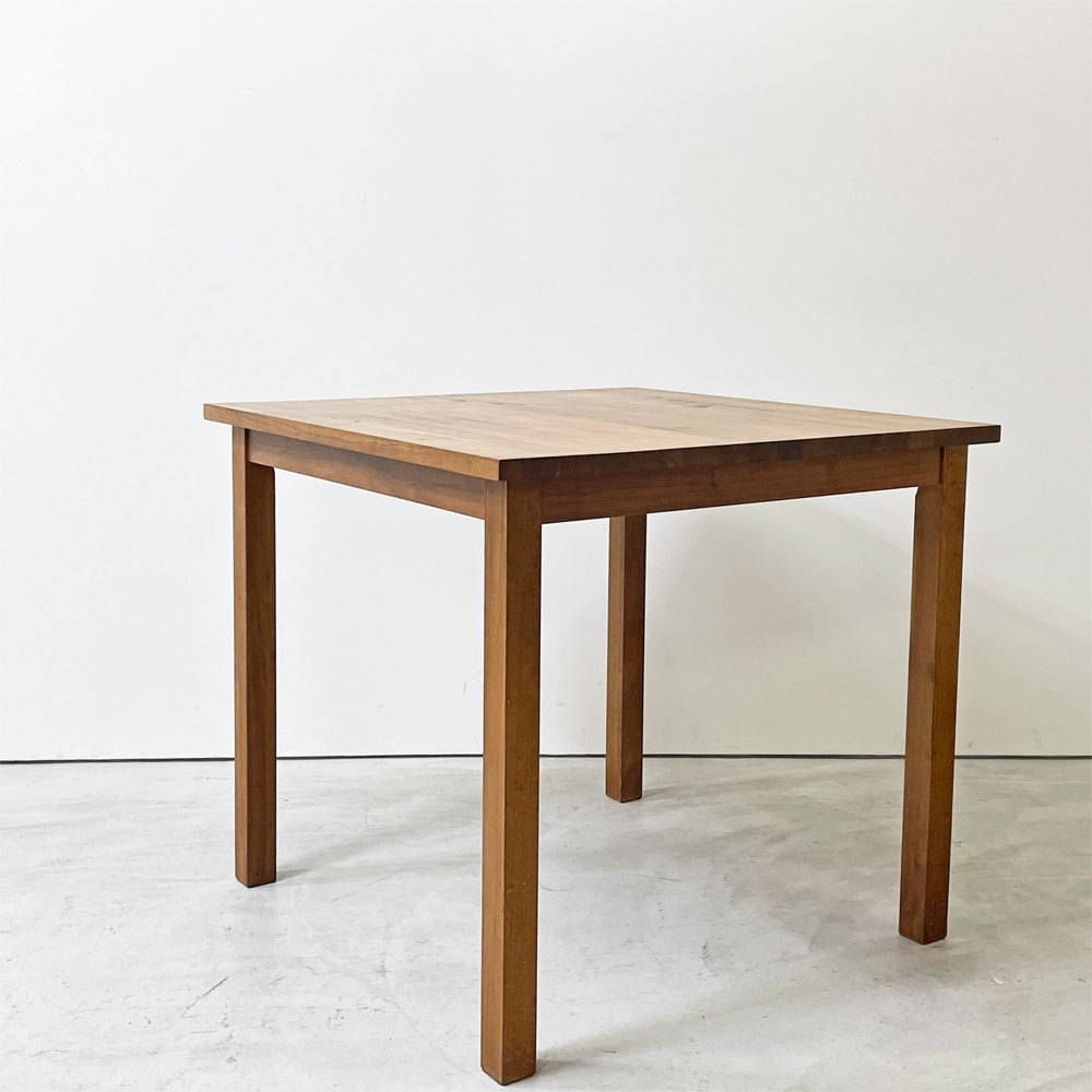 無印良品 MUJI ダイニングテーブル 無垢集成材 W80cm ウォールナット材 スクエア ナチュラルスタイル 廃番 ●