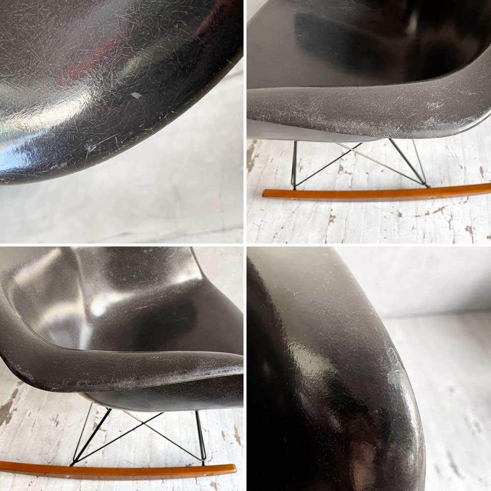ハーマンミラー Herman Miller アームシェルチェア セカンド 2nd ビンテージ FRP ダークトーン ロッカーベース イームズ ミッドセンチュリー 希少カラー ♪