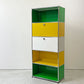 USMハラー USM Haller モジュラーファニチャー キャビネット シェルフ 1列5段 ドロップダウンドア×2 USMグリーン ゴールデンイエロー ピュアホワイト スイス 鍵付き ●