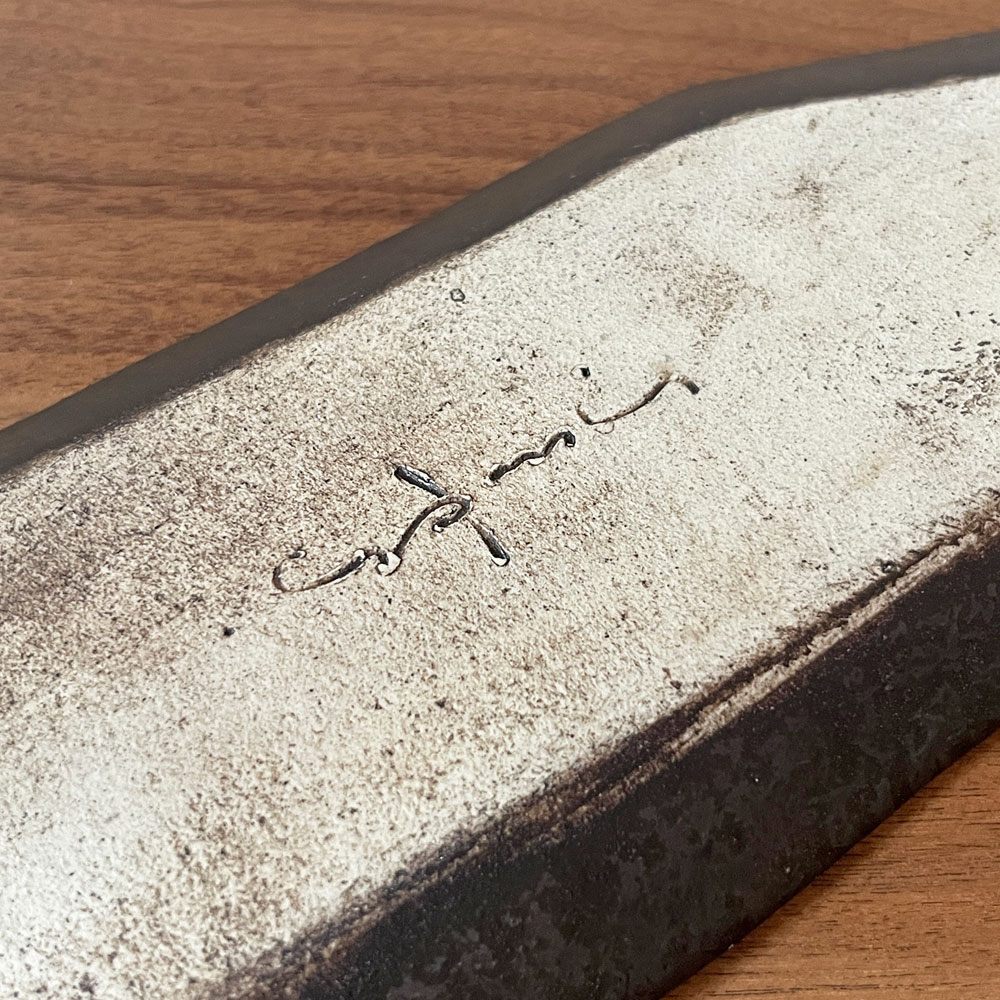 安福由美子 錆八角長方皿 大 W38.5cm 現代作家 ♪