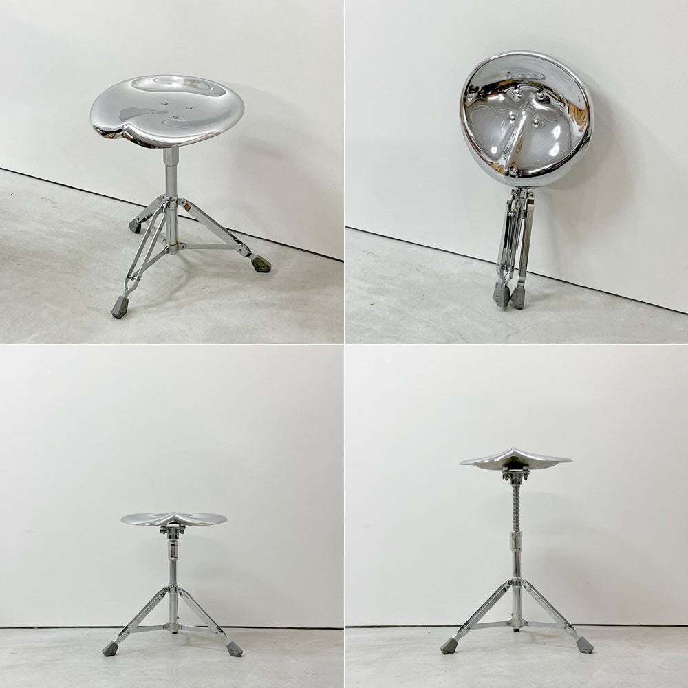 ダルトン DULTON X2 ビートスツール BEAT STOOL 回転式 無段階高さ調節 スチール クローム 折り畳み 廃番 B ●