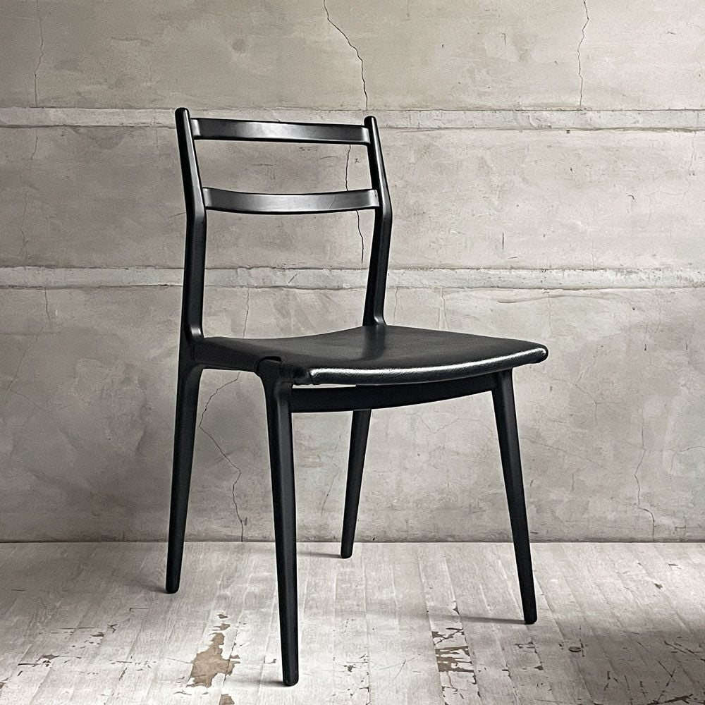 天童木工 TENDO インパラチェア Impala Chair ダイニングチェア ブラック レザー 本革 佐々木敏光 ジャパニーズミッドセンチュリーモダン C  ♪