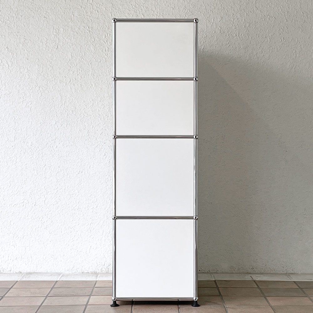 USMハラー USM Haller モジュラーファニチャー キャビネット シェルフ 1列4段 W77cm エクステンションシェルフ×4+ドロップダウン+ドロワー 定価431,595円 ◇