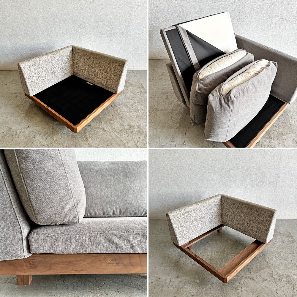 マスターウォール MASTERWAL デニッシュ DANISH SOFA コーナーソファ W94cm ウォールナット無垢材 ファブリック 新品替えカバー付 合計定価￥445,500- 〓