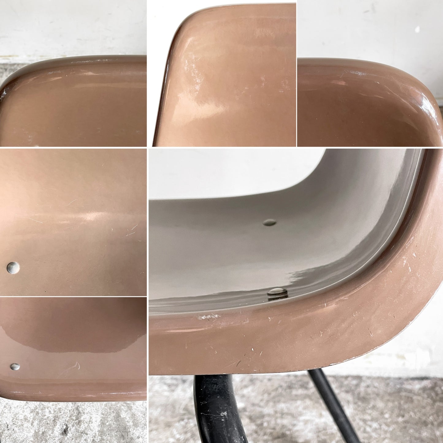 コトブキ KOTOBUKI スタッキングチェア FRP製 シェルチェア スチール脚 ブラウン 剣持勇 ビンテージ ジャパニーズミッドセンチュリー A ■