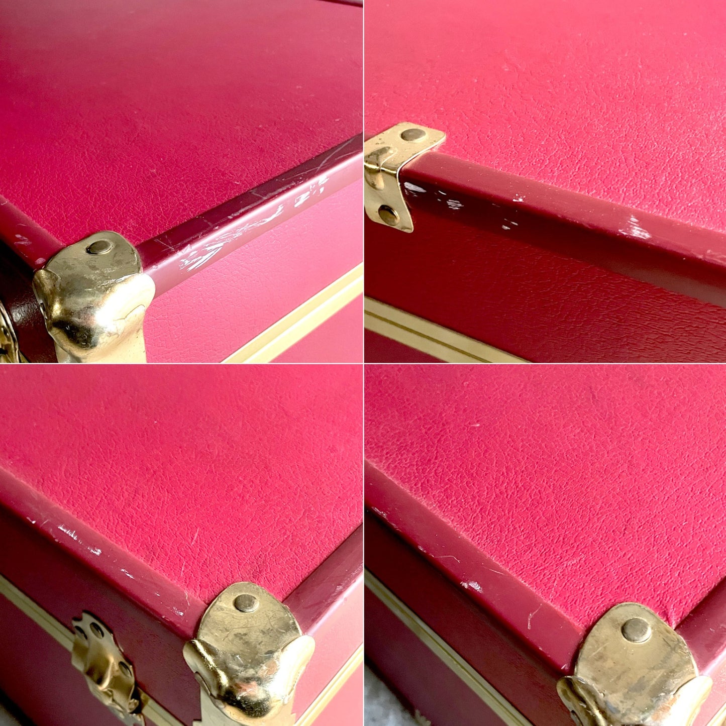 スワード トランク Seward Trunk トランクボックス ビニールレザー レッド ゴールド 鍵付き 収納 アメリカ ■