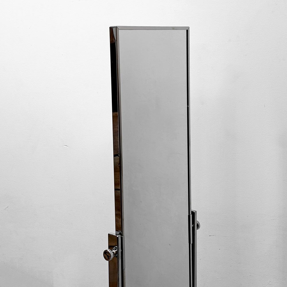 ステンレス スタンドミラー キャスター付 鏡 店舗什器 全身鏡 H152cm  ●