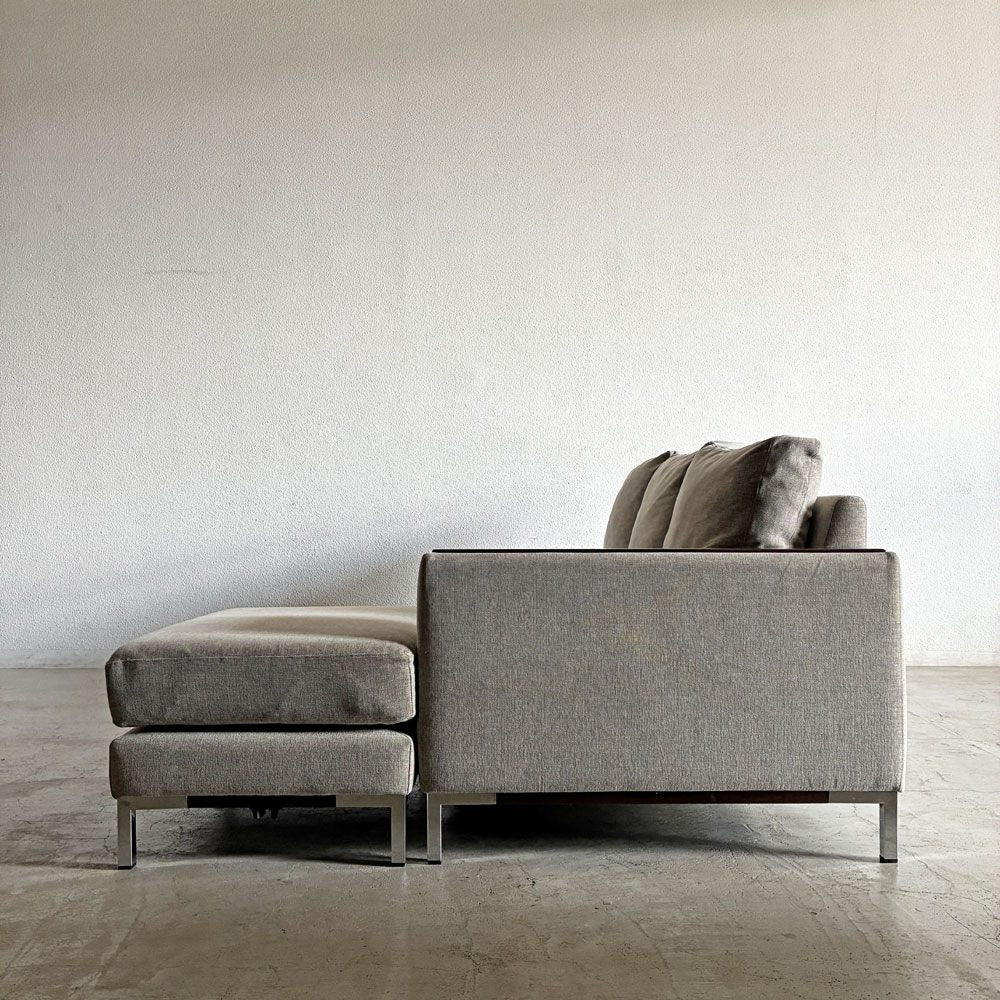 ラフィネリビング raffine living ビター BITTER SOFA 3人掛けソファ 片アーム W190cm ファブリック グレージュ系 オットマン付 廃番仕様 カタログ定価￥421,850-以上 〓