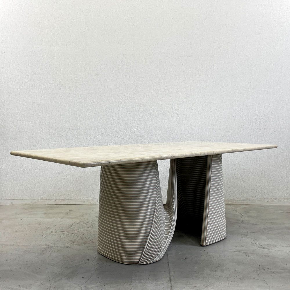 ベティコボンプエ Betty Cobonpue スカルプチャー ダイニングテーブル Scultura DINING TABLE 天然石天板 ラタン脚 モビリア取り扱い 80年代 〓