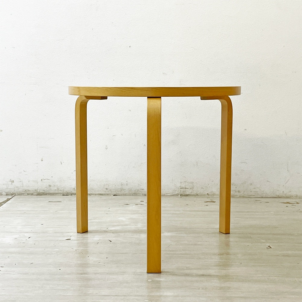アルテック artek テーブル TABLE 90B ダイニングテーブル バーチ材 ナチュラルラッカー天板 Φ75cm アルヴァ・アアルト フィンランド 北欧家具 定価￥137,500- ●