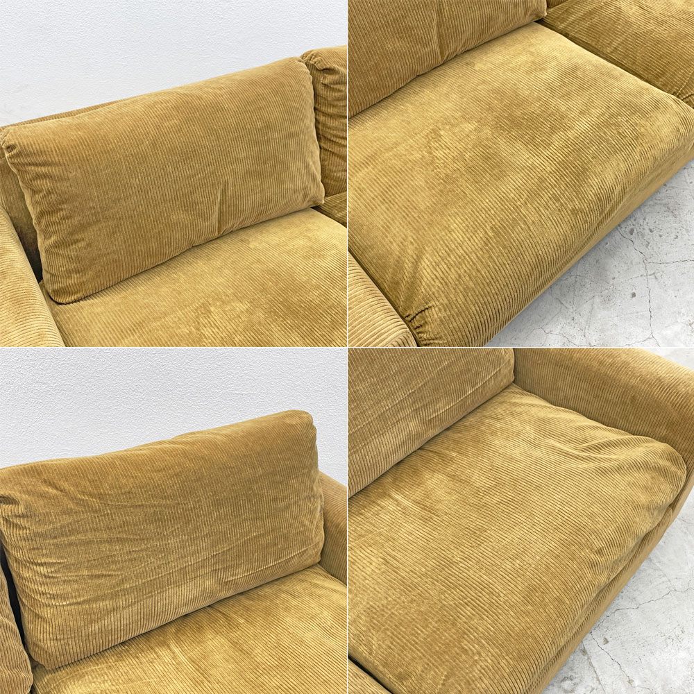 トラックファニチャー TRUCK FURNITURE FKソファ FK SOFA 3シーター F-21 グリーンコーデュロイ フェザークッション カバーリング 定価約476,300円 〓