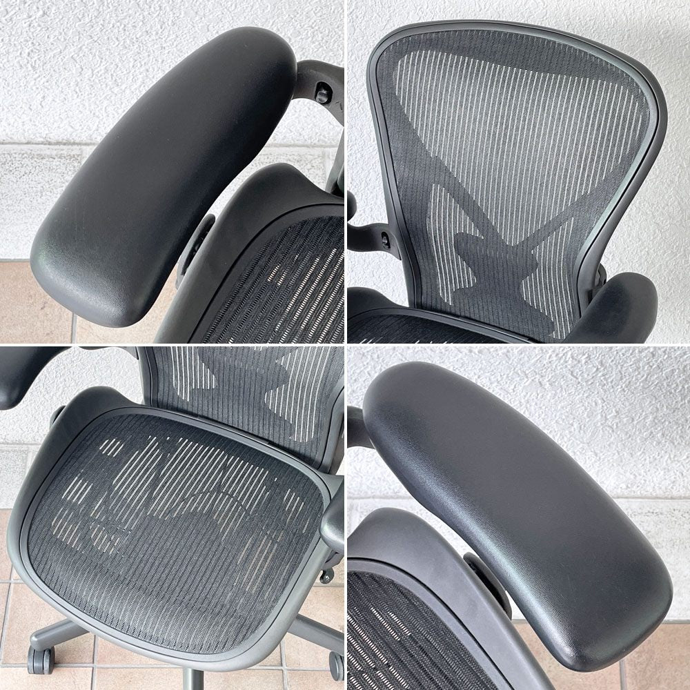 ハーマンミラー Herman Miller アーロンチェア クラシック Bサイズ ポスチャーフィット フル装備 グラファイトベース デスクチェア オフィスチェア ◇