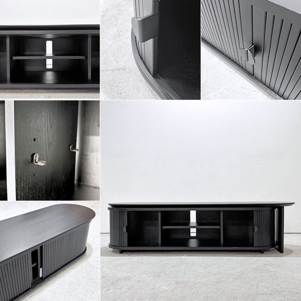 ノーウェアライクホーム NOWHERE LIKE HOME リンダ LINDA テレビボード ローボード w150～246cm オーク材 蛇腹扉 スチール ブラック 関家具 参考価格￥155,100-  展示品  ●