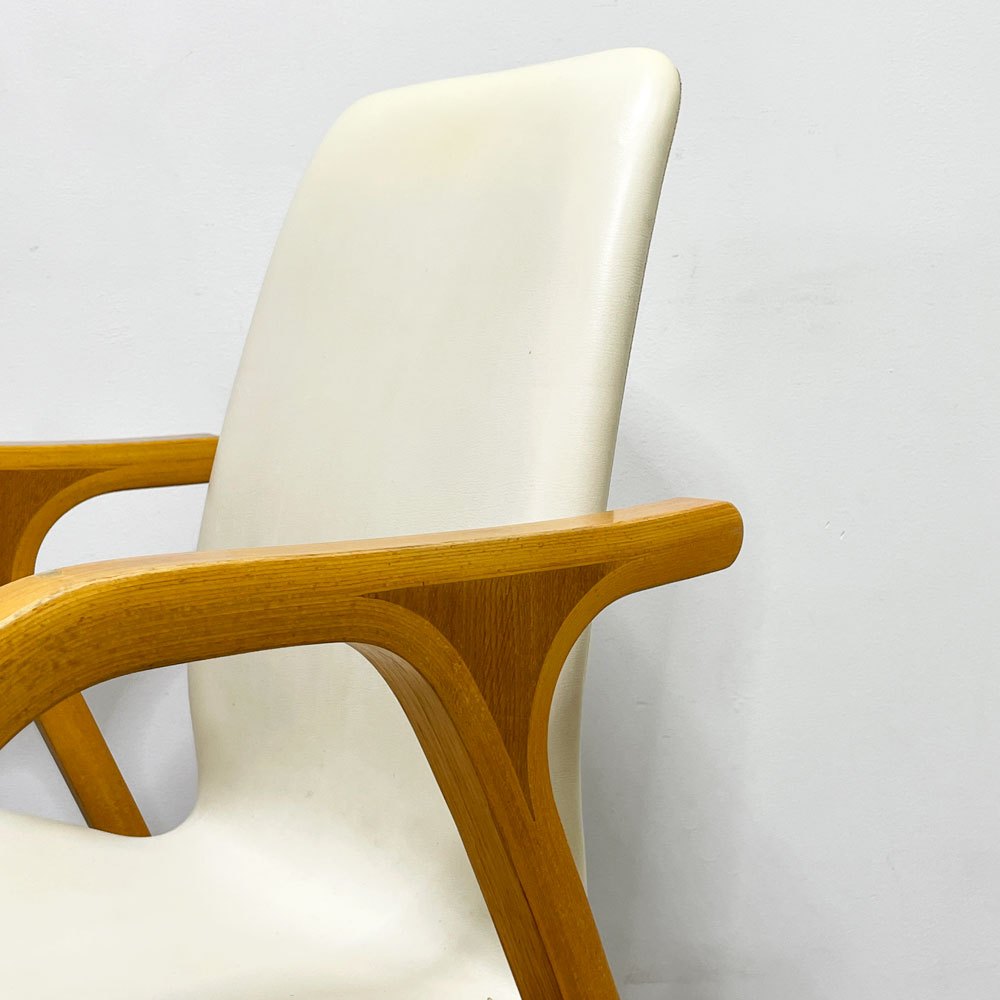 天童木工 TENDO アントラー Antler アームチェア ダイニングチェア チーク材 PVCレザー 坂倉準三建築研究所 ビンテージ 現状品 B ●