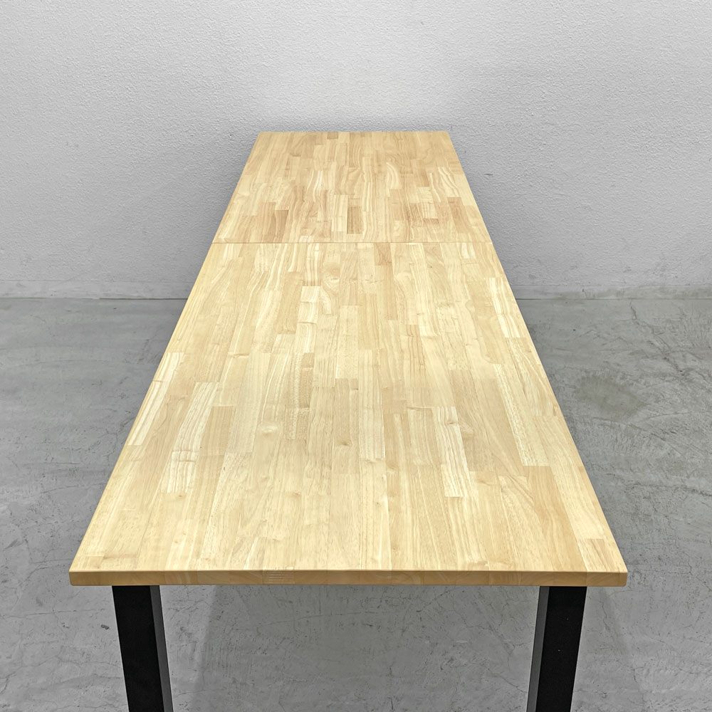 かなでもの KANADEMONO ザ・テーブル THE TABLE デスク ラバーウッド無垢材 W250xD70cm スチール スクエアバーレッグ ブラック B 〓