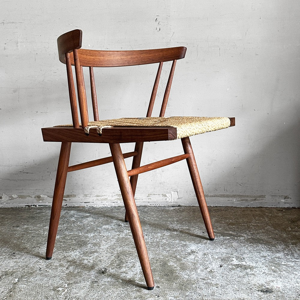 桜製作所 グラスシートチェア GRASS SEATED CHAIR アームチェア ウォールナット無垢材 い草 ジョージ・ナカシマ George Nakashima 焼印有 ■