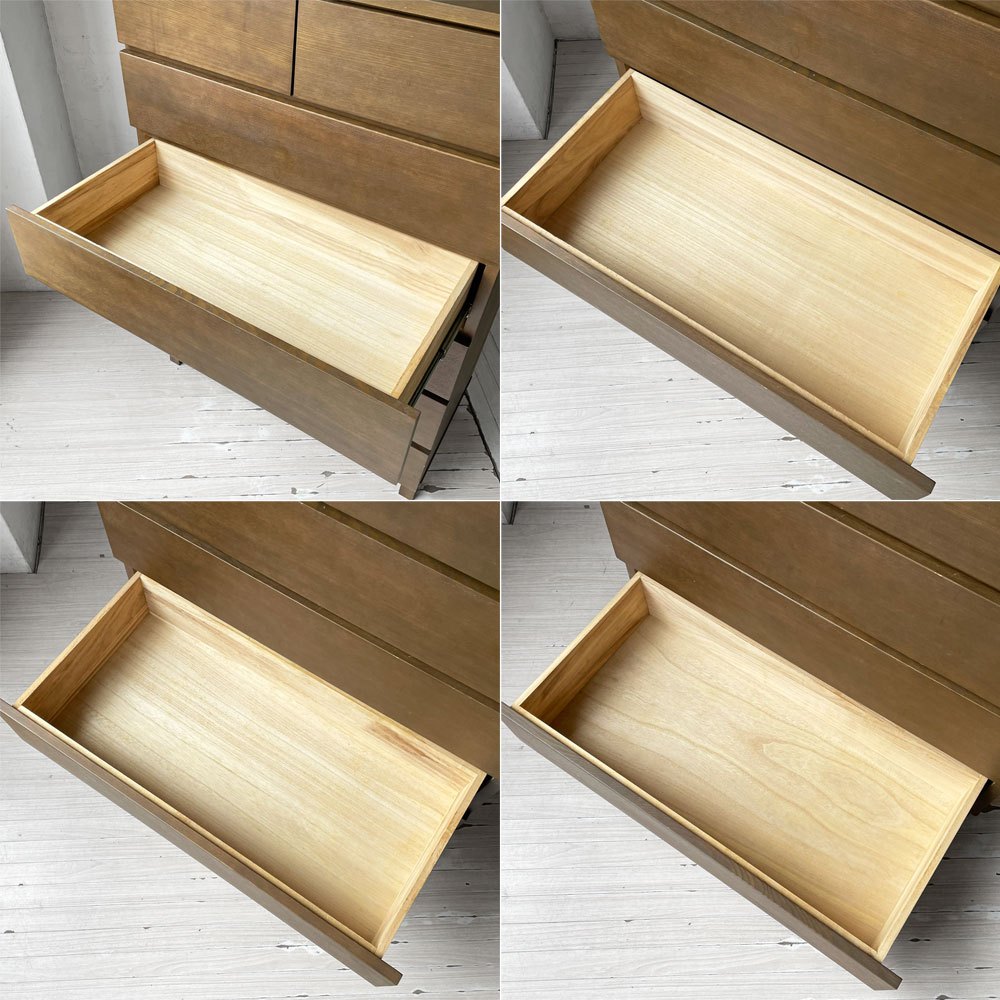 無印良品 MUJI 木製ハイチェスト 6段 7ドロワー W80㎝ タモ材 脚付 シンプルデザイン 廃盤 ★