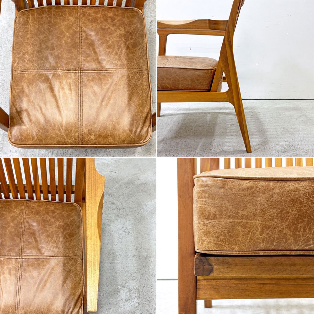 ダブルティー WTW アペルト チェア APERTO CHAIR NT アームチェア ラウンジチェア 1Pソファ レザー ブラウン  西海岸 ウエストコースト ●