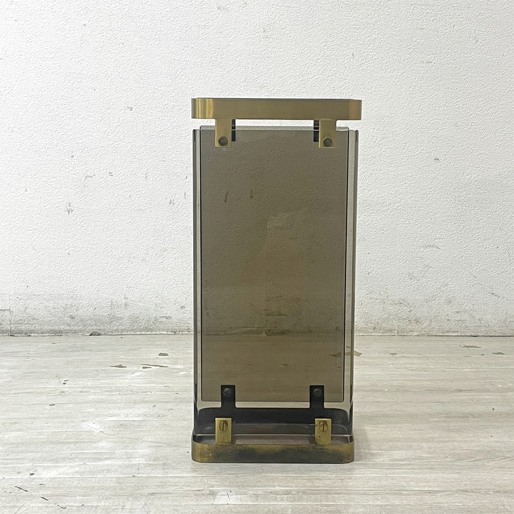 真鍮×スモークガラス アンブレラスタンド 傘立て ビンテージ vintage 店舗什器 ●