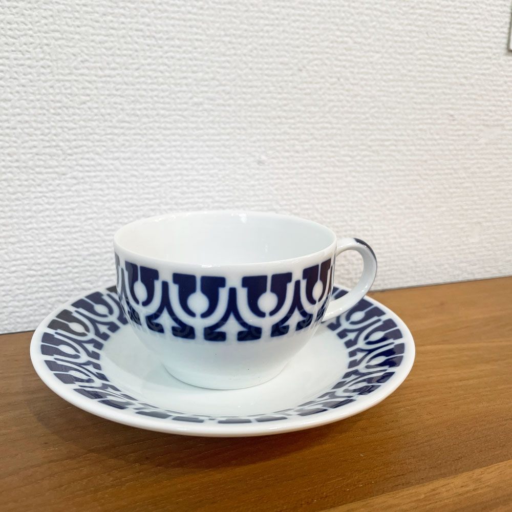 サルガデロス SARGADELOS カップ＆ソーサー C/S 幾何学模様 サルガブルー白磁 スペイン ◎
