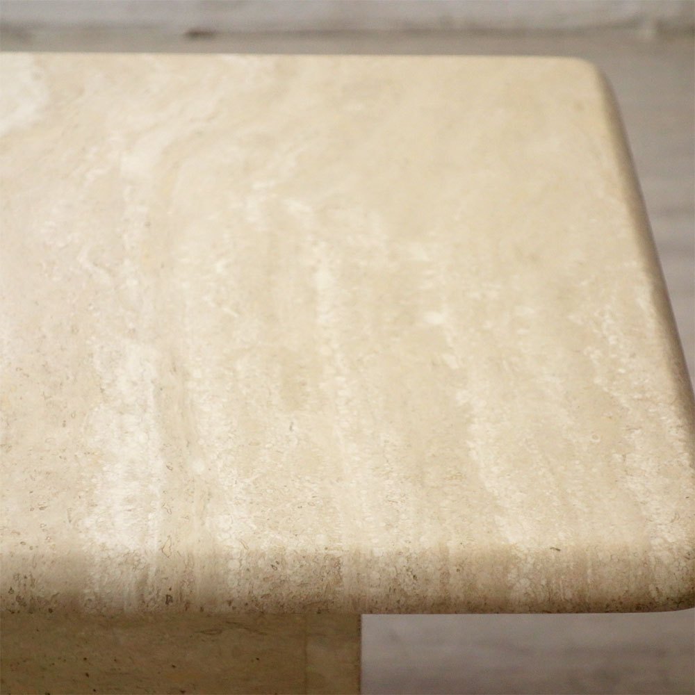 ビンテージ トラバーチン Travertine 大理石 マーブルストーン サイドテーブル Side table Mサイズ イタリア製 ●