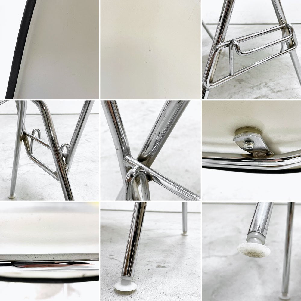 ハーマンミラー Herman Miller サイドシェルチェア セカンド 2nd ビンテージ アプホルスター スクールベース スタッキングベース 肘掛けテーブル付 イームズ ミッドセンチュリー C ●
