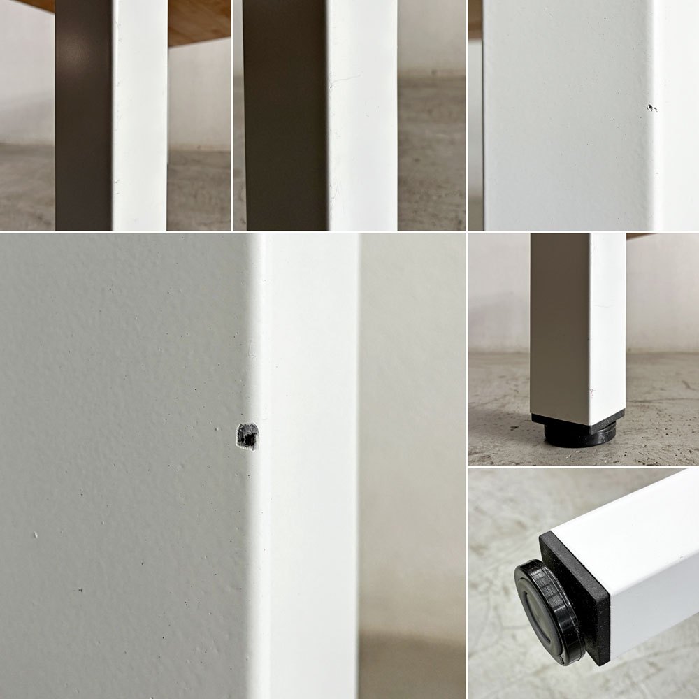 かなでもの KANADEMONO ザ・テーブル THE TABLE White Steel デスク W125×D75cm ラバーウッド ナチュラル スクエアバー脚 参考定価￥49,900- 〓