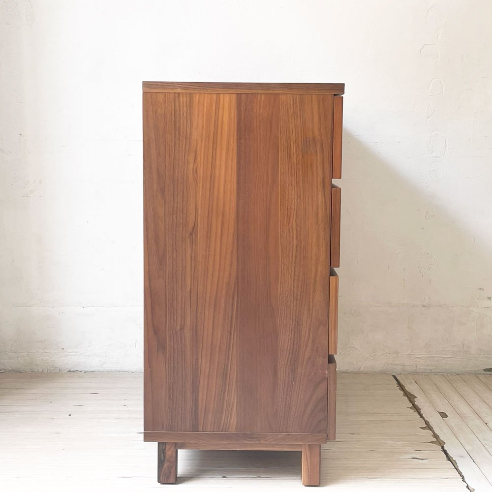 無印良品 MUJI 木製チェスト4段 5ドロワー ウォールナット材突板 4段 5ドロワー W80cm 脚付 シンプルデザイン 廃番 ★