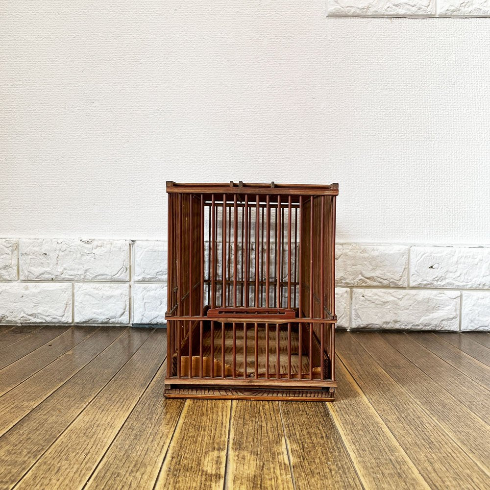ビンテージ Vintage 鳥籠  竹籠 メジロ籠 ウグイス籠 W36 古家具 古道具 ◎