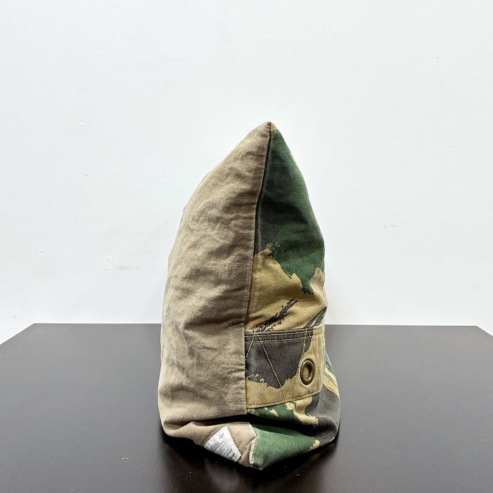 バッシュ BasShu ミリタリー風 ロングクッション カモフラージュ柄 迷彩 カーキ バイカラー コットンキャンバス 45×75cm ●