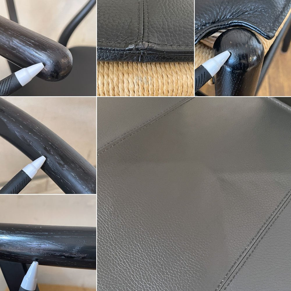 カールハンセン＆サン Carl Hansen & Son CH24 Yチェア ブラックラッカー × ペーパーコード オーク材 レザークッション付属 座面高43cm ハンス・J・ウェグナー 北欧 デンマーク ◎