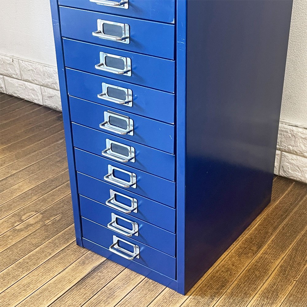 ビスレー BISLEY ベーシック BASIC 39/15 15段ドロワー キャビネット A4サイズ ブルー トレイ×2 付属 ◎