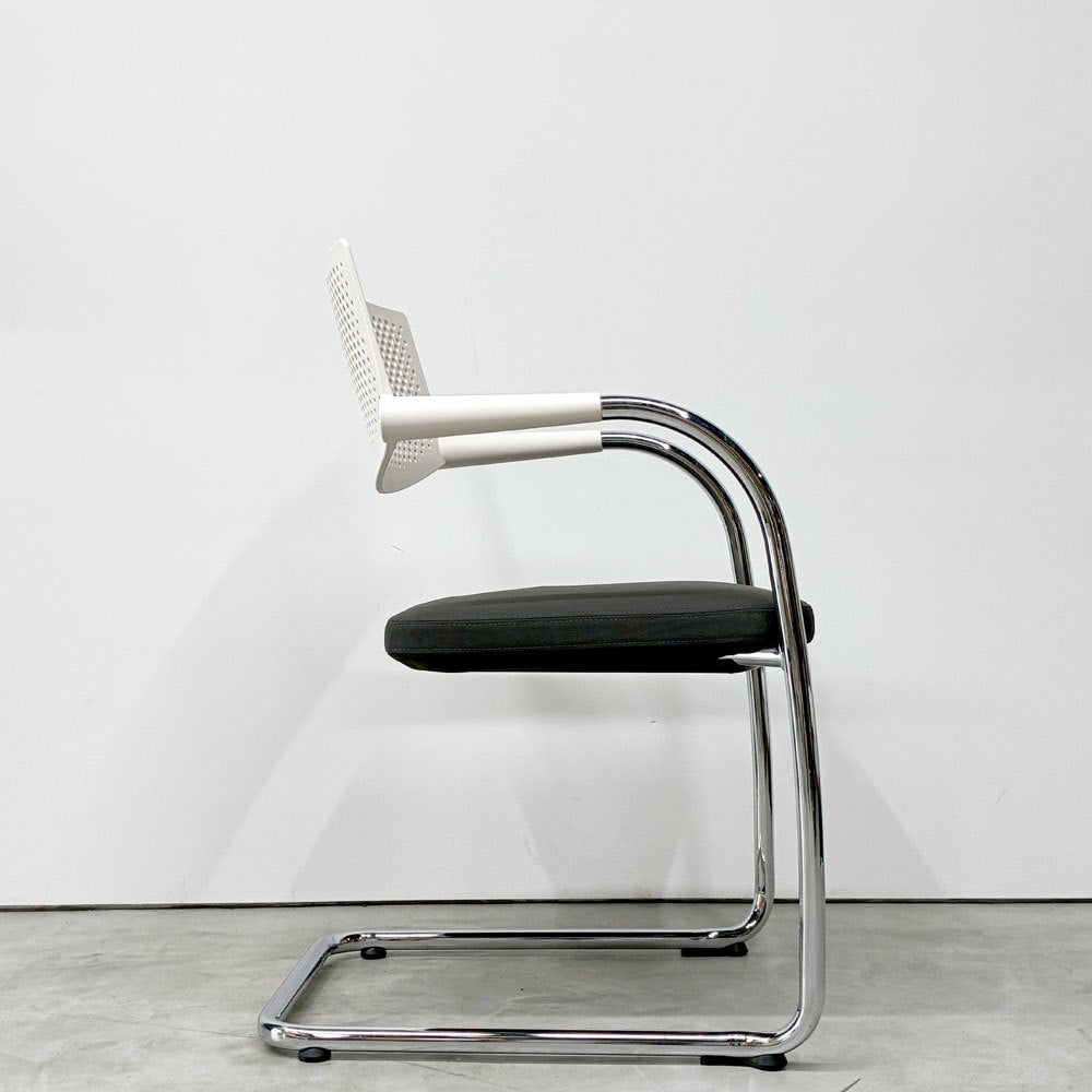 ヴィトラ vitra ビザビ2 Visavis2 アームチェア デスクチェア ホワイト/グレー系 カンティレバー スタッキング可能 アントニオ・チッテリオ B ◎
