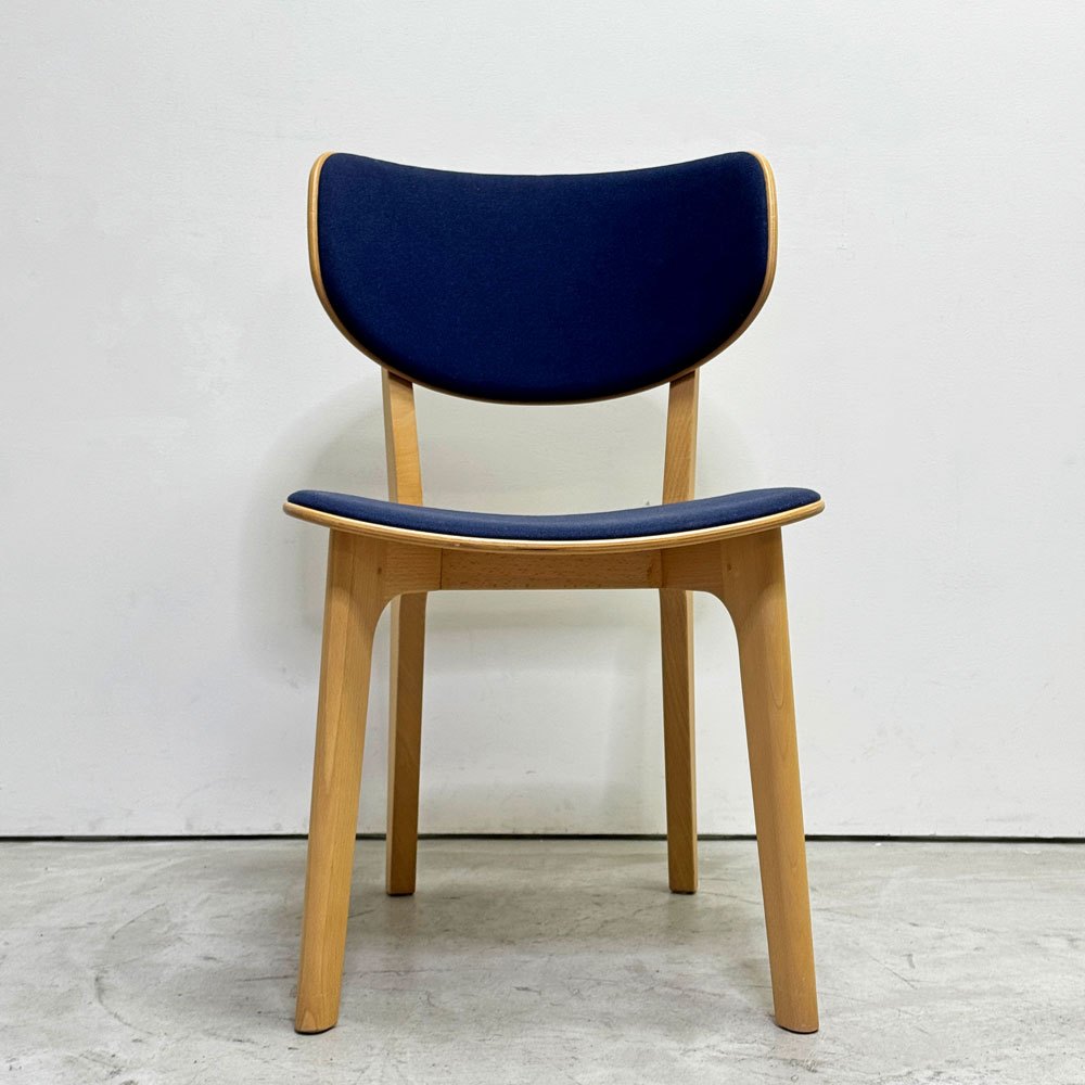 マルニ木工 maruni ラウンディッシュ Roundish チェア ダイニングチェア ビーチ材 張座 ファブリック ナチュラルホワイト×ブルー 深澤直人 ●