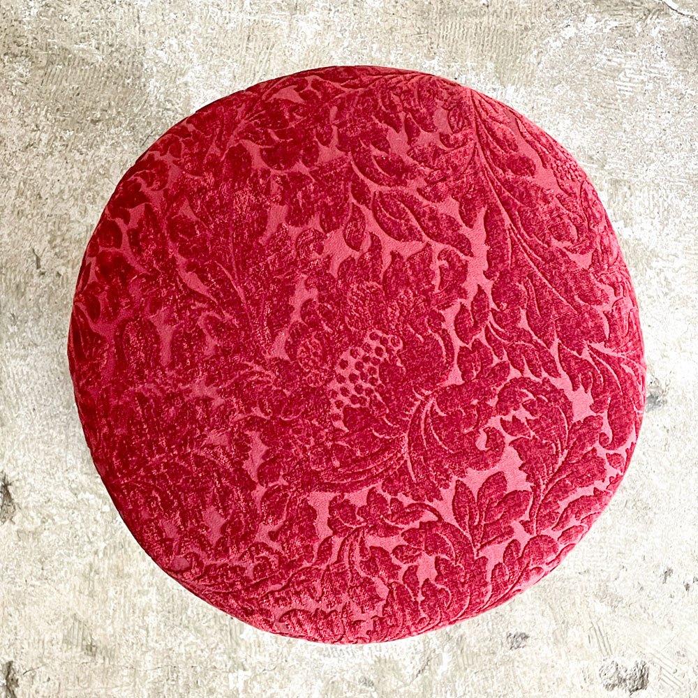 ビンテージ vintage ピアノ椅子 丸椅子 スツール レッド ベロア座面 高さ調節可能 クラシカル レトロスタイル ■