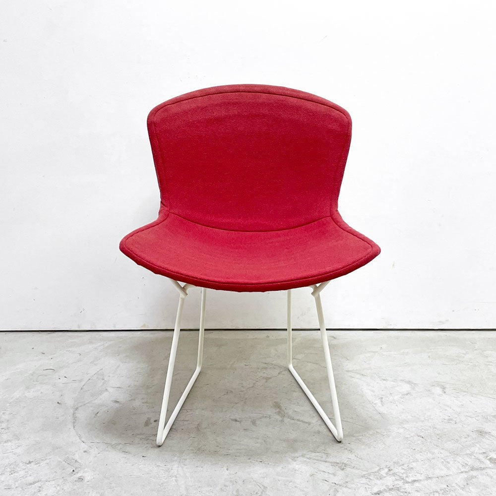 ノル Knoll 420 サイドチェア ワイヤーチェア ダイニングチェア ホワイト × レッド ファブリック フルカバー仕様 ビンテージ B ●