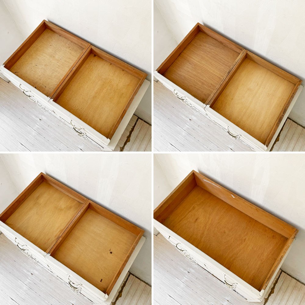 ジャパンビンテージ Japan Vintage 木味 多段チェスト ホワイトペイント 古家具 シャビーシック ★