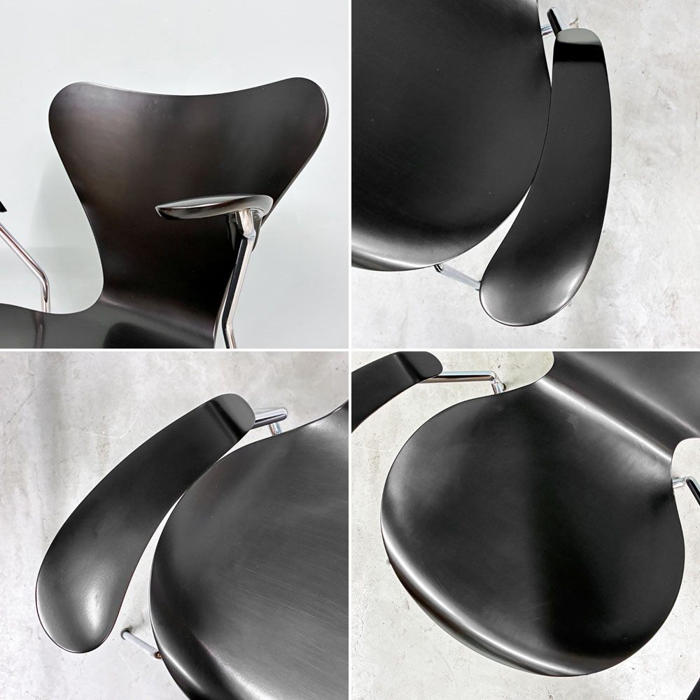 フリッツハンセン Fritz Hansen 3207 セブンチェア アームチェア ブラック ラッカー再塗装品 アルネ・ヤコブセン 北欧家具 参考定価￥146,080- ◎