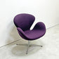 フリッツハンセン Fritz Hansen スワンチェア ラウンジチェア スウィベル ファブリック パープル アルネ・ヤコブセン Arne Jacobsen 座面張替済み ●