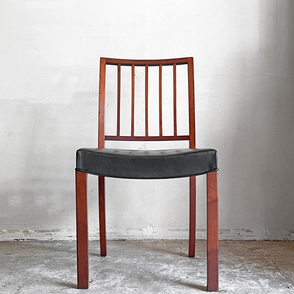 デンマークビンテージ Danish Vintage マホガニー材 ダイニングチェア レザーシート ブラックレザー 北欧家具 ■