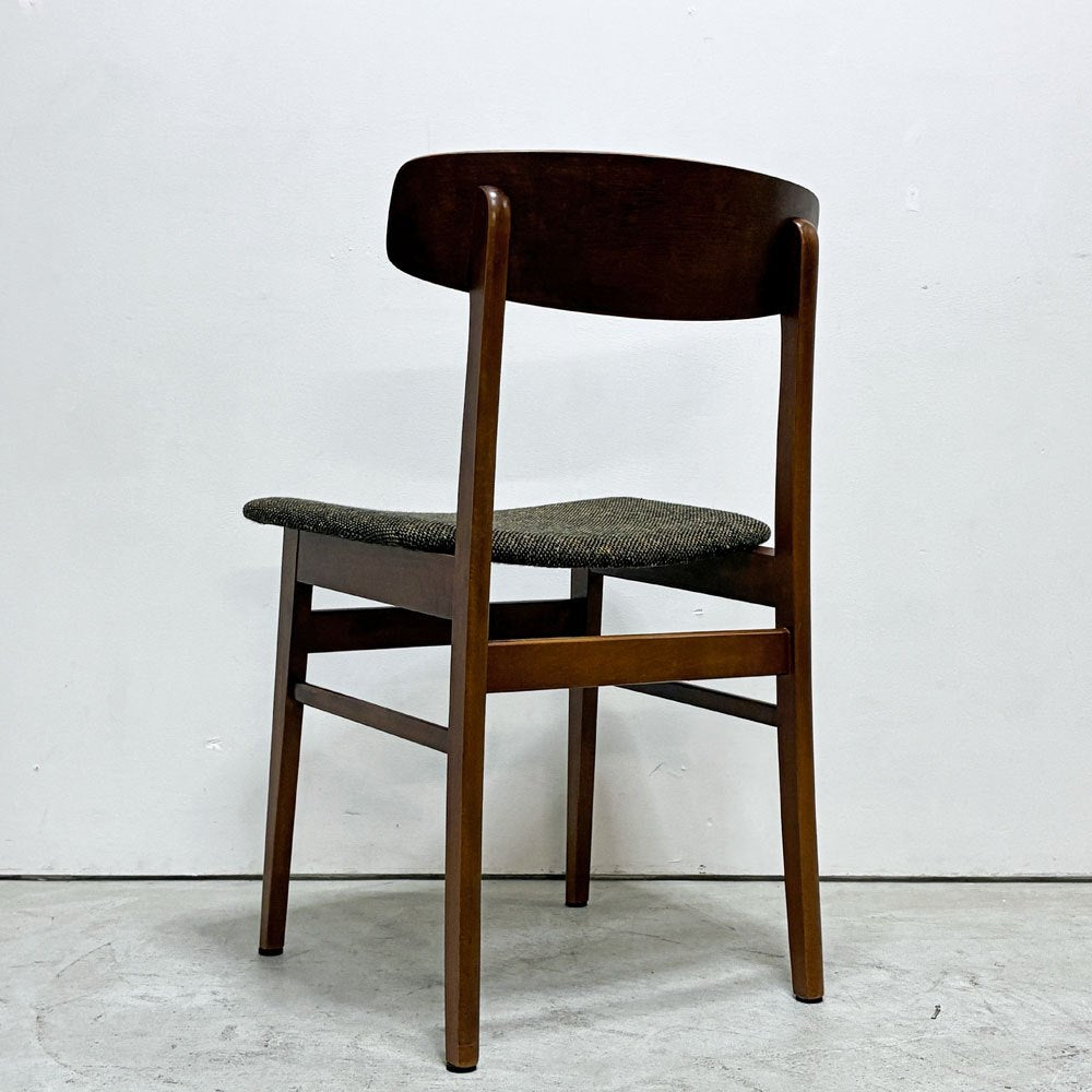 北欧ビンテージ Scandinavian Vintage ダイニングチェア チーク材 ファブリック ブラック系 デンマーク 北欧家具 ●