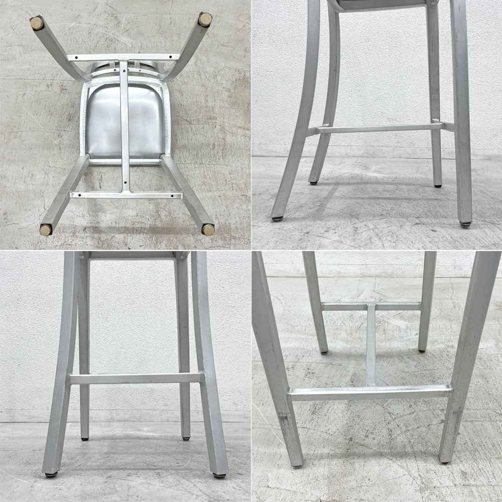 ネイビーバースツール Navy BarStool カウンターチェア リプロダクト アルミニウム 二脚セット H100cm 〓